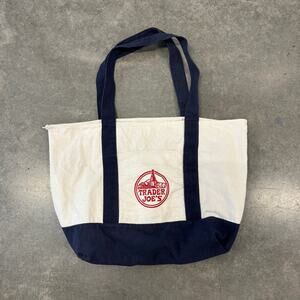 Vintage Y2k Trader Joes Classic Surf Logo Canvas Embroidered Tote Bag Navy